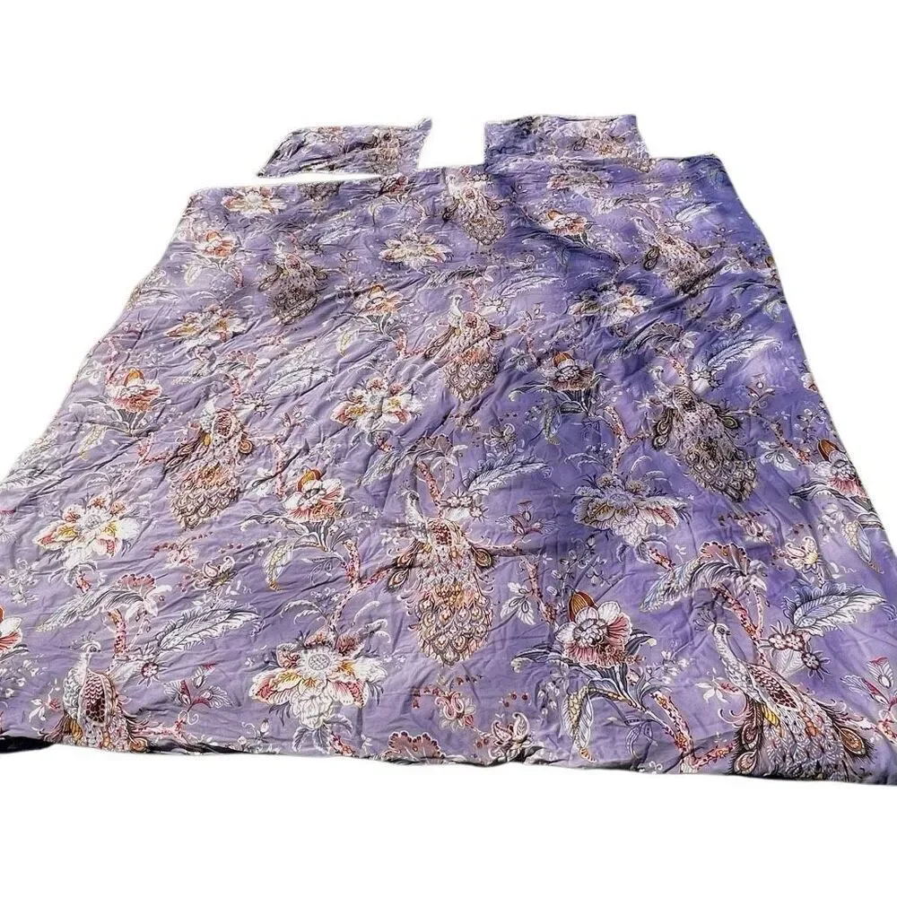 Tahari Home Luxury King 3 Piece Duvet Cover Set Peacock Jacobean Birds King Size